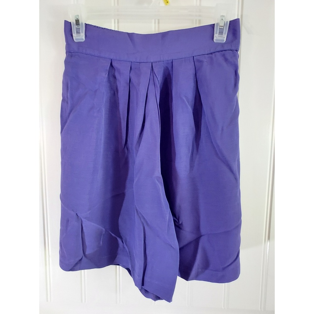 Wrapper Pleated Shorts Women Medium Purple High Waist Vintage 90s Made in USA